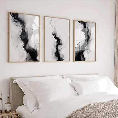 Black White Abstract Wall Art Decor Set of 3 Modern Wall Art Minimalist Canvas Wall Decor Black White Abstract Prints Modern Pictures Minimalist Artwork for Living Room Bedroom 16x24 Inch Unframed
