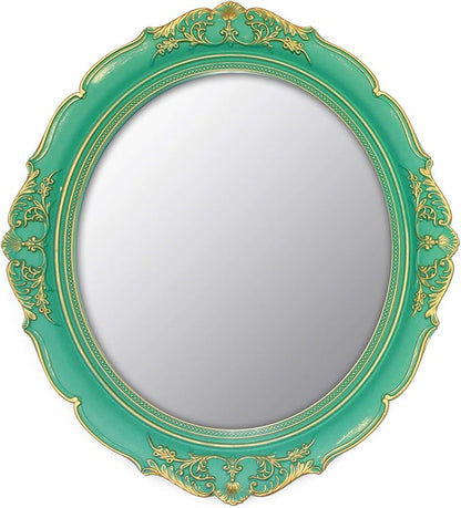 YCHMIR Vintage Decorative Wall Mirror 14.8 x 13.1 Inch Oval Mirror （Green）