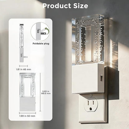 L LOHAS LED Night Light Plug in, 2 Pack Foldable Night Lights Plug into Wall, Portable LED Nightlight with Dusk to Dawn Sensor, Dimmable 0-100LM White Nightlights for Travel, Hotel, Bathroom, Hallway
