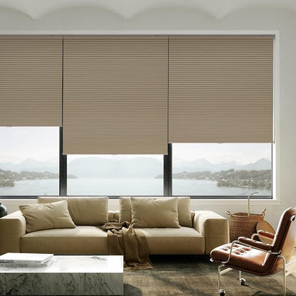 LazBlinds Cordless Cellular Shades, Blackout Privacy Honeycomb Shades for Home, Thermal Insulation Noise Reduction Blinds for Windows, 23'' W x 48'' H, Taupe