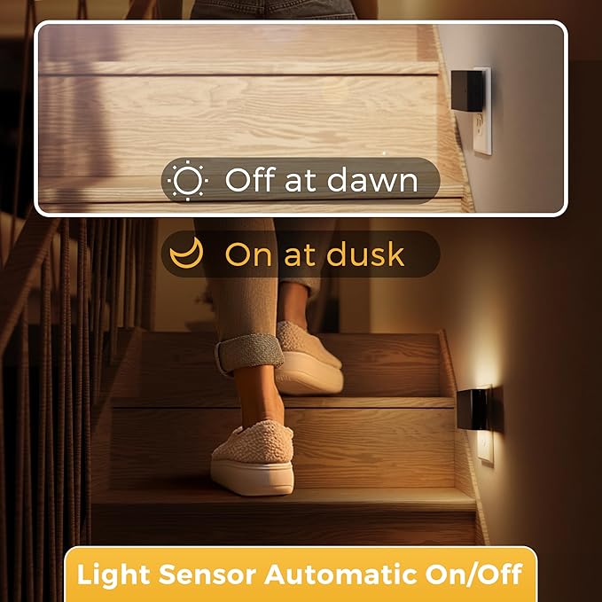 L LOHAS LED Night Light, [4 Pack] Dimmable Modern LED Night Lights Plug into Wall,Dusk to Dawn Sensor Night Lights for Kid, 0-100LM 3000K Soft White Nightlight for Hallway Bedroom Stairway