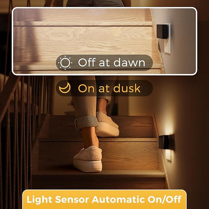 L LOHAS LED Night Light, [4 Pack] Dimmable Modern LED Night Lights Plug into Wall,Dusk to Dawn Sensor Night Lights for Kid, 0-100LM 3000K Soft White Nightlight for Hallway Bedroom Stairway