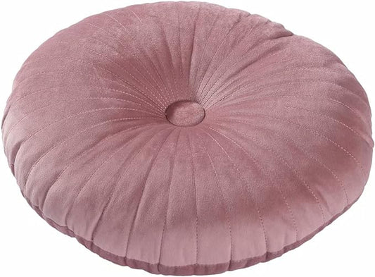 HLOVME Round Pillow Cushion for Couch Velvet Decorative Small Throw Pillow Solid Color for Living Room Bed Floor 13.7”, Dusty Pink