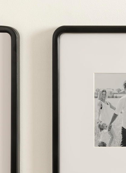 Kate and Laurel Inglewood Modern Wall Picture Frame Set of 3; 11x14 matted to 5x7; Black; Three-Piece Frame Set for Gallery Wall Accent Set in Living Room Decor