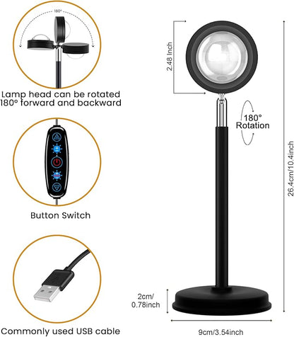Tsrarey Sunset Lamp Projection, Not Only 21 Colors Sunset Lights, 180 Degree Rotation Led Light, Push Button Switch & APP Control Projector for Party Bedroom Decor