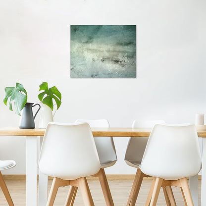LB Green Abstract Wall Art Green Abstract Teal Abstract Minimalist Canvas Wall Art Modern Aesthetic Wall Decor for Bedroom Bathroom Living Room Framed Artwork Ready to Hang 12L x 12W