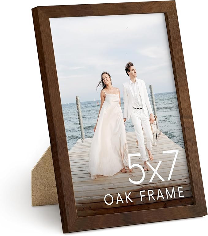 HAUS AND HUES 5x7 Walnut Oak Frame - Wooden Poster Holder, Rustic Natural Design