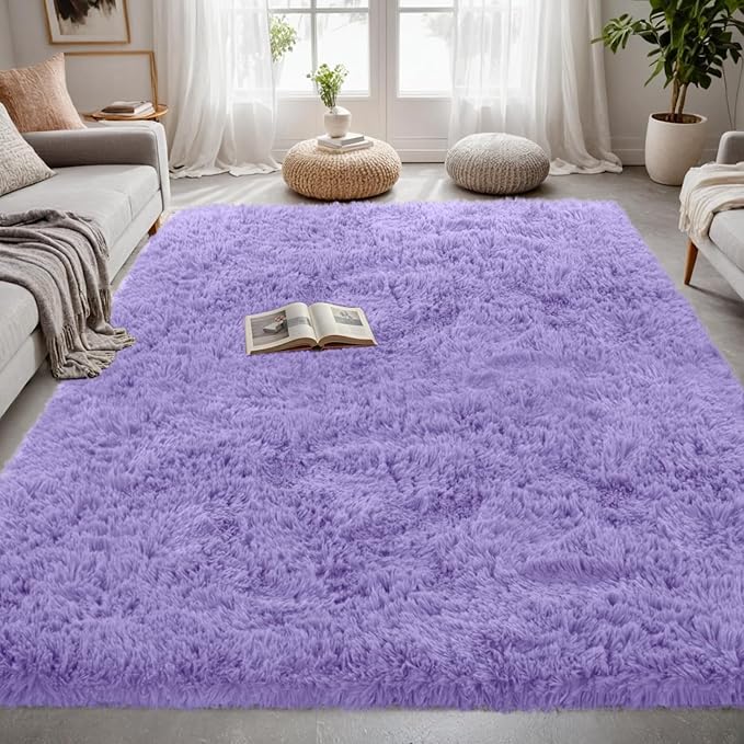 5x7 Area Rugs for Living Room Rug: Soft Fluffy Shag Purple Rugs for Bedroom, Non-Slip Large Fuzzy Plush Rug Indoor Floor Carpet for Nursery Kids Boys Girls Room, Dorms, Playroom, Modern Home Decor