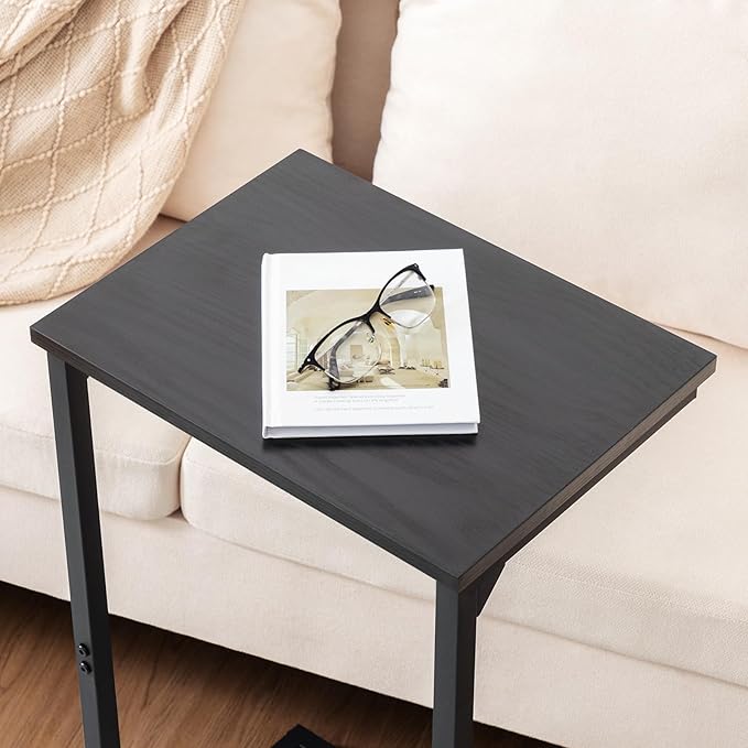 AMHANCIBLE C Shaped End Tables Set of 2, Couch Side Tables that Slide Under Sofa, TV Trays for Living Room, Bedroom, Small Space, Black, HET02BBK