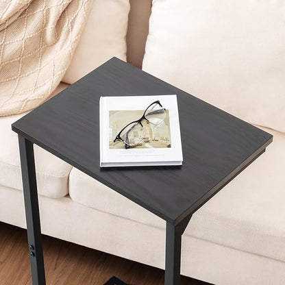 AMHANCIBLE C Shaped End Tables Set of 2, Couch Side Tables that Slide Under Sofa, TV Trays for Living Room, Bedroom, Small Space, Black, HET02BBK
