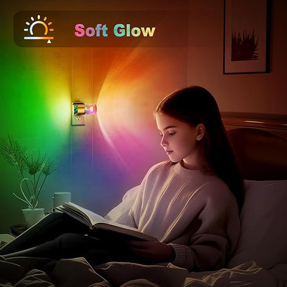 JandCase Night Lights Plug into Wall,Rose Carved Night Light for Girls, 3000K+RGB 10-Color LED Nightlight with Dusk to Dawn Sensor, 10/50/100LM Adjustable Brightness for Birthday Home Decor