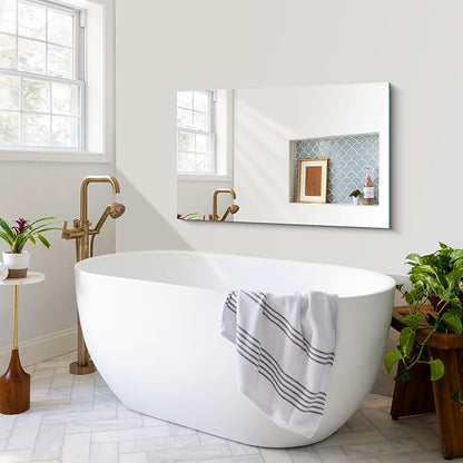 CILIBER Frameless Mirror, 24x40 Mirrors for Wall, Rectangle Bathroom Mirror for Over Sink, Frameless Vanity Mirror with Polished Edge, 3mm Tempered Glass, Hangs Horizontally or Vertically