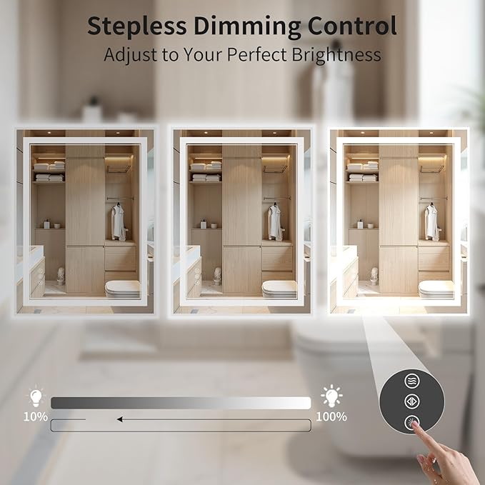 24"x32" LED Bathroom Mirror with Lights, Front & Backlit, Anti-Fog, Dimmable, 3 Color Temperature, CRI 90+, LED Mirror for Bathroom with Premium Full Aluminum Frame, Touch Control with Memory
