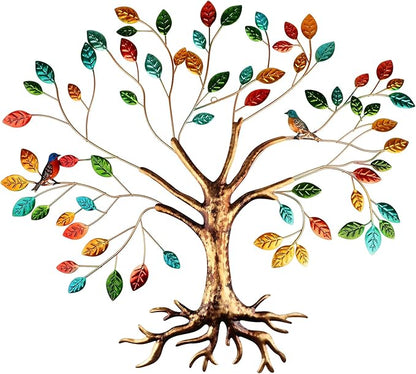 Fangoo Tree of Life Metal Wall Art Sculpture 22 x 26 inch Large Metal Tree of Life Wall Decor Wall Hanging Multi Colored Leaf Art for Living Room Bedroom Garden Porch Patio Office Home Wall Decor