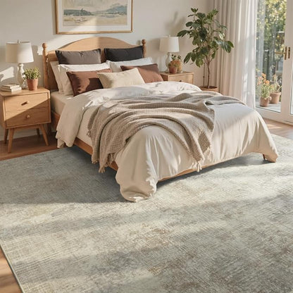 4x6 Ft Area Rugs for Living Room, Soft Non-Slip Washable Rugs Modern Abstract Pattern Carpet for Bedroom Indoor Floor Nursery Home Decor (Beige)