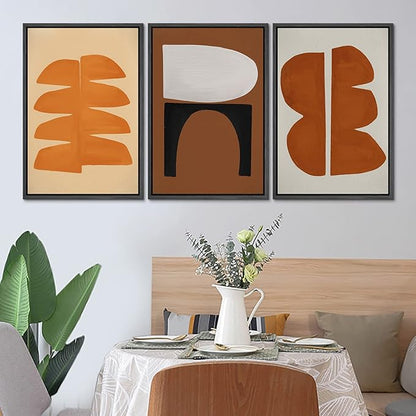 SIGNLEADER Framed Canvas Print Wall Art Set Retro Geometric Mid-Century Polygons Abstract Shapes Illustrations Minimal Decorative Bohemian Nordic for Living Room, Bedroom, Office - 24"x36"x3 BLACK