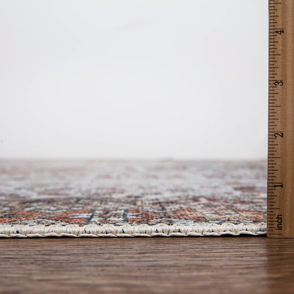 Bloom Rugs Washable Non-Slip 3' x 5' Rug - Sand/Orange/Purple Traditional Medallion Area Rug for Living Room, Bedroom, Dining Room, and Kitchen - Exact Size: 3' x 5'