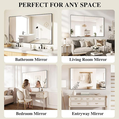 Koonmi Black Mirrors for Wall, 26x38 Inch Bathroom Mirror, Rectangular Wall Mirror for Living Room Bedroom Bathroom, Hangs Horizontally or Vertically