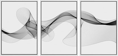 SIGNLEADER Framed Canvas Print Wall Art Curly Black Smoke Ribbons Geometric Shapes Digital Art Modern Art Minimalist Relax/Calm Multicolor Dark for Living Room, Bedroom, Office - 24"x36"x3 WHITE
