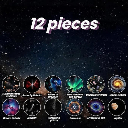 2-in-1 Galaxy Projector Night Light, USB Powered with Flexible Gooseneck & Touch Control for Bedroom, Car (12 Pieces)