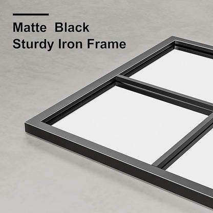 Dewfig Rectangle Wall Mirror, Window Mirror Wall Mounted, 24"x36"in Window Pane Mirrors, Large Black Mirrors for Hanging or Leaning Against Wall Bedroom Vanity Living Room Fireplace Entryway,Black