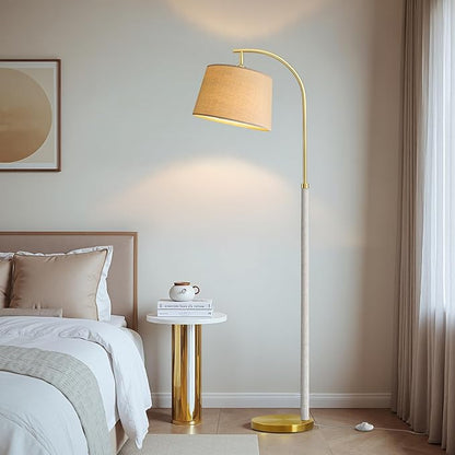G-SAFAVA 63" Wood Floor Lamp for Living Room Dimmable Standing Lamp with Remote & Foot Switch, 3 Color Temperatures Tall Lamp Mid Century Modern Floor Lamp for Bedroom Office, 9W Bulb Included, White