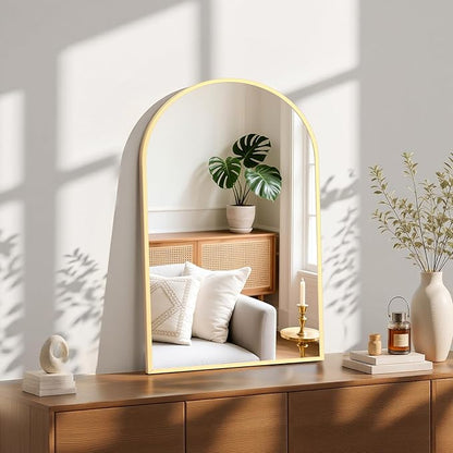 Sweetcrispy 20"x31" Arched Gold Bathroom Mirrors for Wall, Bathroom Mirrors for Over Sink, Modern Wall Mirrors Arch Decorative for Bathroom, Entryway, Bedroom, Vanity