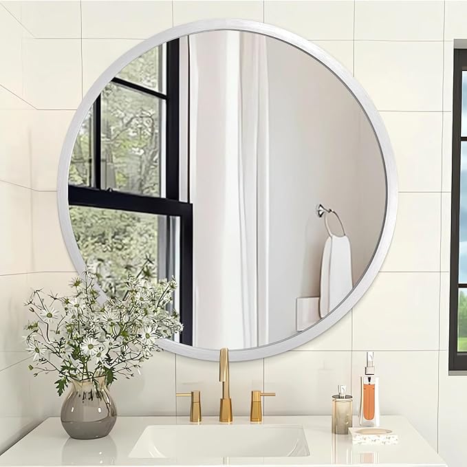 Mirrors for Wall Mirror Sliver Metals Framed Round Farmhouese Bathroom Mirror Ative Hanging Mirror for Bedroom Vanity Entryway