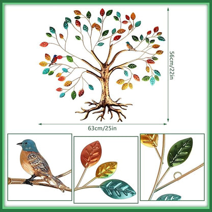 Fangoo Tree of Life Metal Wall Art Sculpture 22 x 26 inch Large Metal Tree of Life Wall Decor Wall Hanging Multi Colored Leaf Art for Living Room Bedroom Garden Porch Patio Office Home Wall Decor