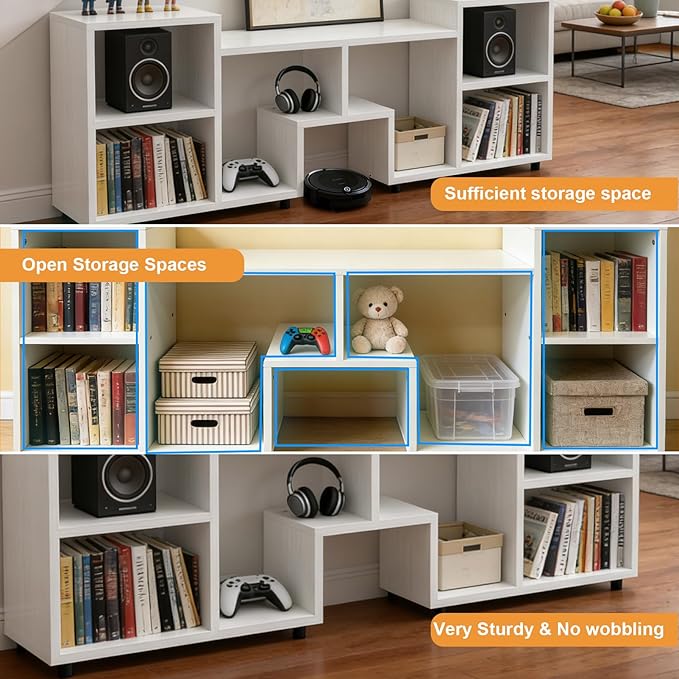 Lightdot 65 inch TV Stand, ModernEntertainment Center with Storage Open Shelf Large Capacity for Collection, Mid Century Media TV Consoles for Living Room/Bedroom/Sofa Cabinet, Easy Assembly - White