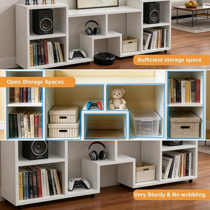Lightdot 65 inch TV Stand, ModernEntertainment Center with Storage Open Shelf Large Capacity for Collection, Mid Century Media TV Consoles for Living Room/Bedroom/Sofa Cabinet, Easy Assembly - White