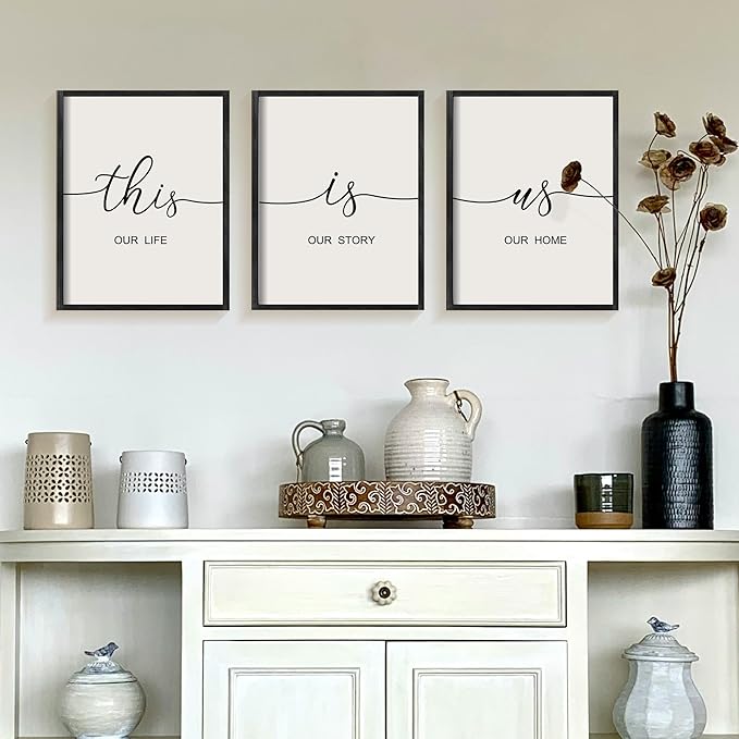 Heiple This is Us Wall Decor 11"x14" Framed Wooden Wall Sign for Home Decor Farmhouse Vintage Rustic Living Room Minimalist Family Wall Art (Black)