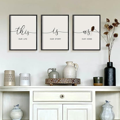 Heiple This is Us Wall Decor 11"x14" Framed Wooden Wall Sign for Home Decor Farmhouse Vintage Rustic Living Room Minimalist Family Wall Art (Black)