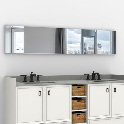 ANYHI Large Full Length Mirror, 65"x13.8" Door Mirror Full Length, 2 Hooks, Over The Door or Wall Monuted, Aluminum Frame, for Bedroom Bathroom Checkroom, Silver