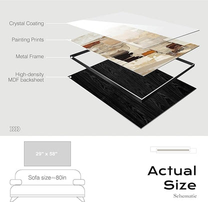 Large Wall Art, Black Metal Framed Canvas Prints, Waterproof Crystal Surface Artwork, Modern Minimalist Style Paintings for Bedroom Living Room Office Dining Room Hallway 29x58 Inches