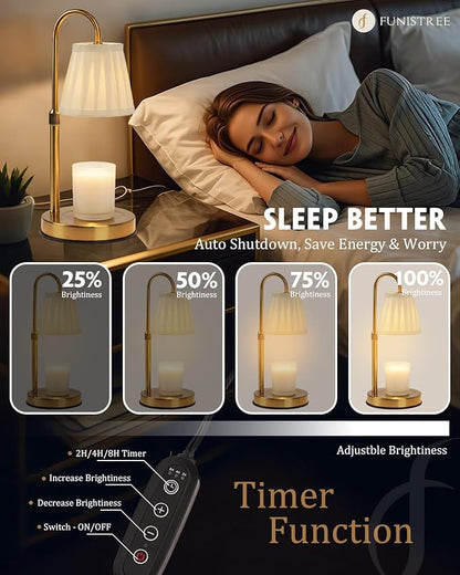 Modern Candle Warmer Lamp with Timer, Dimmable Candle Lamp Warmer, Fabric Candle Warmer, Mothers Day Birthday Gifts for Women, Height Adjustable Candle Light,Cozy Living Room Bedroom Home Decor