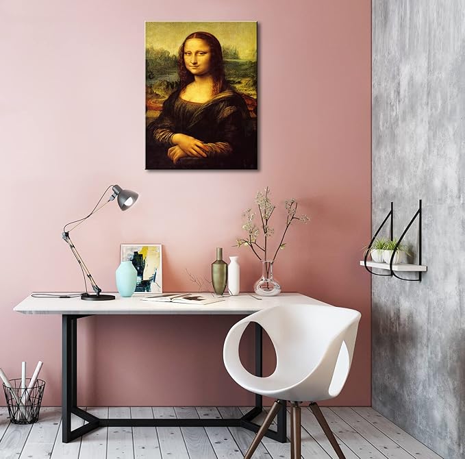 Mona Lisa by Leonardo DaVinci Canvas Wall Art Classic Painting Reproduction Vintage Artwork Print Framed Art for Wall Decor 24"x36"