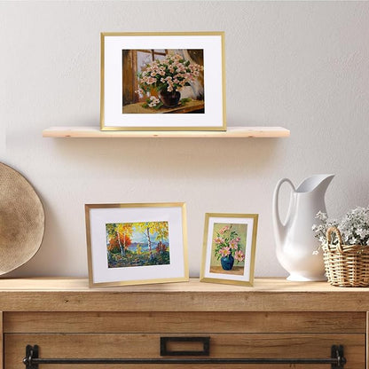 Giftgarden 14 Pack Gold Picture Frames Set, 2pcs 11x14 Matted for 8x10, 6pcs 8x10 Matted for 5x7, 6pcs 5x7 Matted for 4x6, Gallery Frame Collage for Wall or Tabletop Display