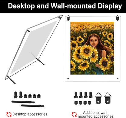 Thyle 8 Pcs Acrylic Photo Frame 11x14'' Clear Floating Picture Frame for Wedding Photos Art Prints Photography Gallery Wall Display Hanging or Tabletop for Living Room Hallway or Entryway (Black)