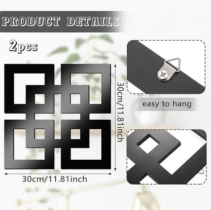 Weysat Wall Mount Home Mirror, 2 Pieces Silver Square Decorative Mirror for Bedroom, Living Room, Bathroom, 11.8 x 11.8 Inches(Black,Mirrored)
