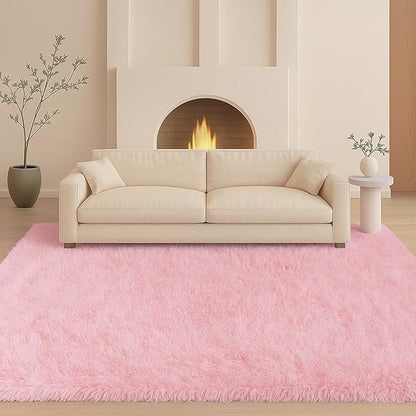 6x9 Rugs for Living Room, Cute Pink Rug for Bedroom,Plush Fluffy Carpet, Non-Slip Upgrade Baby Room Rug, Suitable for Kids Dorm Home Decor Aesthetics.