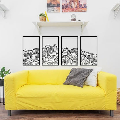 Resama Mountain Metal Wall Art Decor Large Mountains Line Wall Decor Minimalist Abstract Single Line Hanging Wall Sculpture for Living Room Bedroom Office