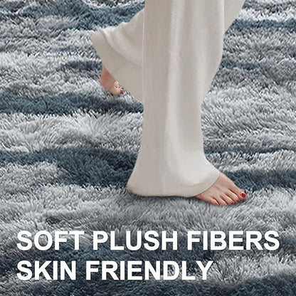 6x9 Ft Large Shag Rugs for Living Room Decor, Tie-Dyed Ultra Soft Fluffy Furry Area Rugs for Bedroom Indoor Floor, Aesthetic Carpet for Kids Home (Blue)