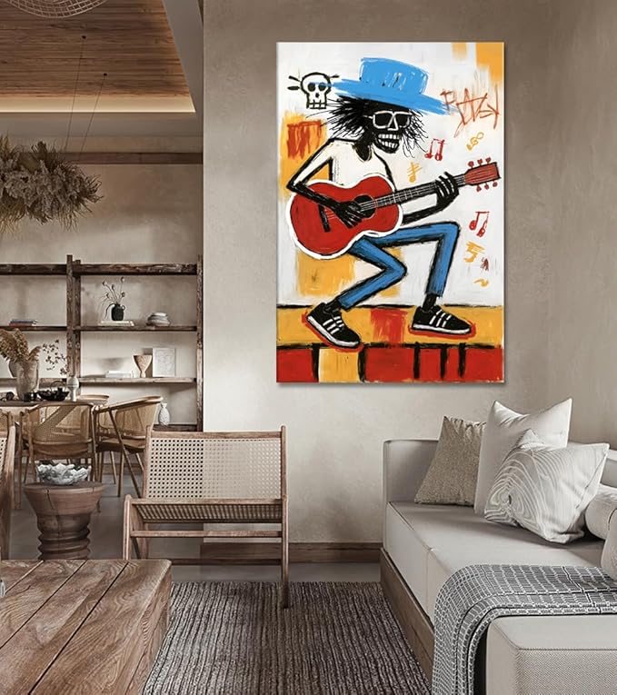 Graffiti Street Wall Art Banksy Painting Artwork Large Size Framed Graffiti Street corner Wall Decor Canvas Prints Street Graffiti Picture for Kid Room Bedroom Ready to Hang -28”Wx44”H