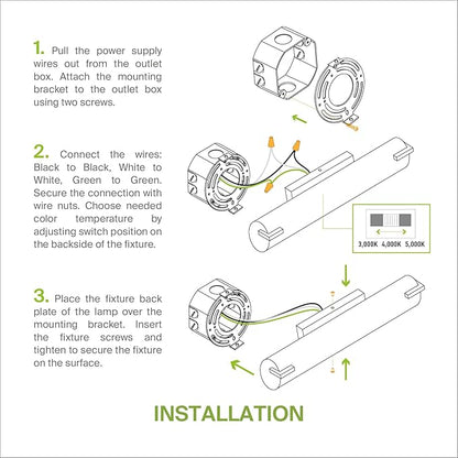 ASD LED 24" Vanity Wall Mount Light Fixture, Linear Bathroom Lighting Bar | 3CCT, Dimmable, Energy Star, ETL Listed | 25W 1950LM 3000-5000K 120V | Long Tube Bath Sconce Over Mirror | Nickel, 4 Pack