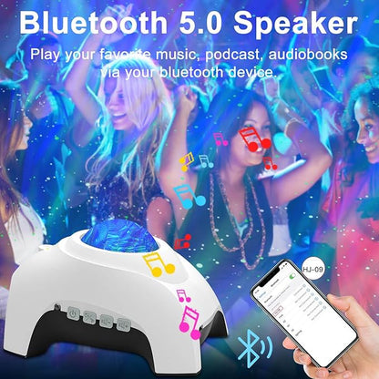 CIMELR Star Projector, Northern Galaxy Aurora Lights Projector with 33 Light Effects Bluetooth Speaker & White Noise, Remote Control Night Light for Bedroom, Room Decor, Gift for Kids Adults (White)