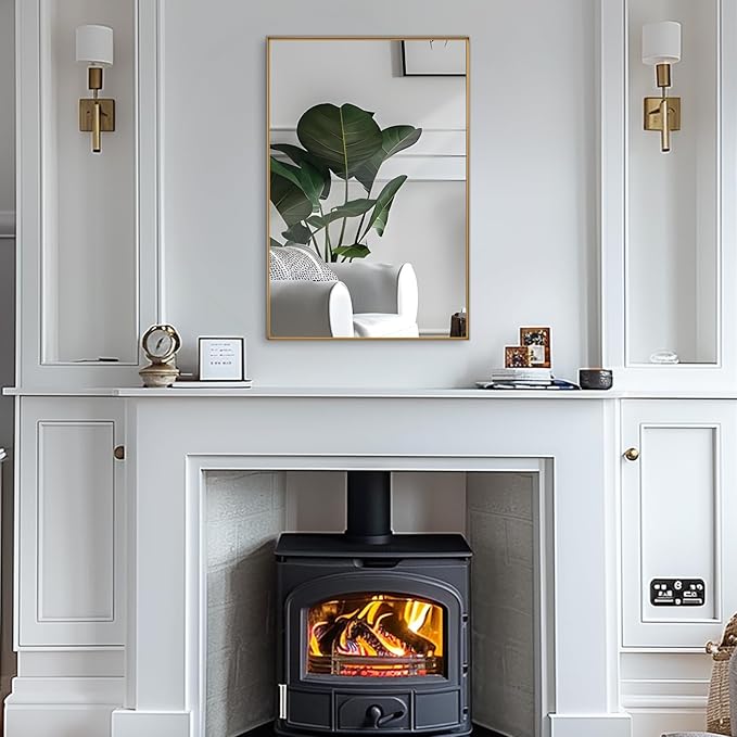 Anpark Wall Mirror 30" x 40" for Bathroom Modern Gold Deep Frame Mirror for Wall Decorative Horizontal or Vertical Wall Mounted Mirror for Bedroom Living Room Entryway Wall Decor