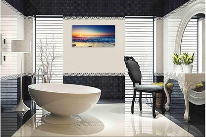 TutuBeer 1 Panel Beach Home Beach Decor Sea Wall Art for Home White Ocean Sea Sunrise with Deep Blue Sky Ocean Pictures Seascape Art for Wall Seascape Art 20" x 40" x 1 Piece