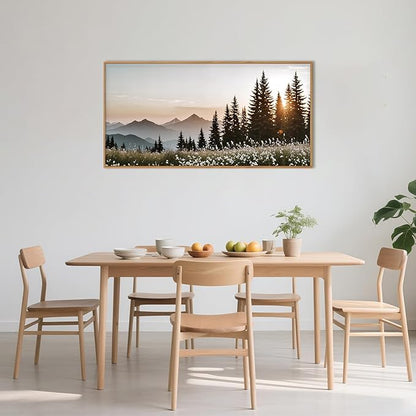 Forest Sunlight Landscape Framed Canvas Wall Art Set,Nature Mountain Pine Tree Wall Decor,Modern Sunrise Wildflower Calming Art Printing for Living Room,Bedroom-20 x40