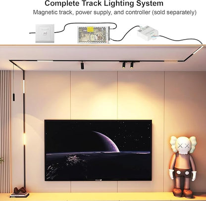 2 Pack Grille Spotlight Magnetic Track Head, 24V 15W Dimmable LED Lamp for Track Lighting with APP & Remote Control, Adjustable Brightness & CCT 3000K-6000K, LED Ceiling Lighting